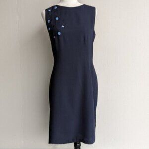 Vintage Nancy G floral embroidered sleeveless sheath dress